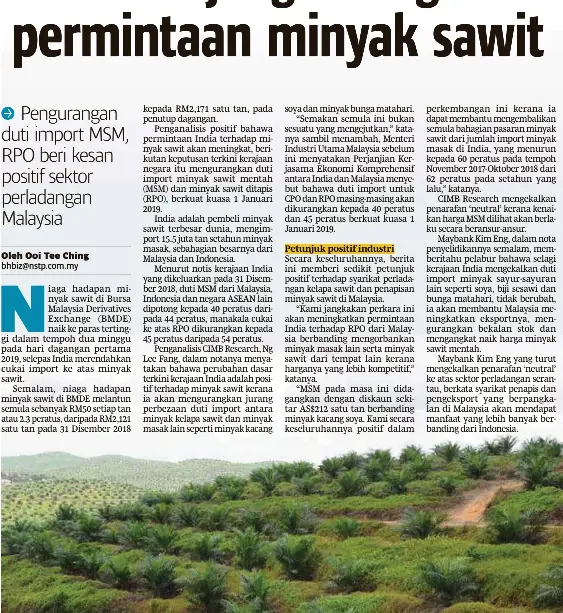 India Dijangka Tingkat Permintaan Minyak Sawit Pressreader