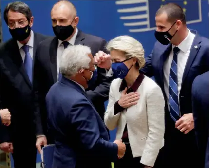  ??  ?? Primeiro-ministro português, António Costa, e Ursula von der Leyen, presidente da Comissão Europeia