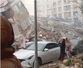  ?? PROVIDED PHOTO ?? Beyza Vural said her mother’s friend was stuck under the rubble of this collapsed building in Turkey’s Hatay Province.
