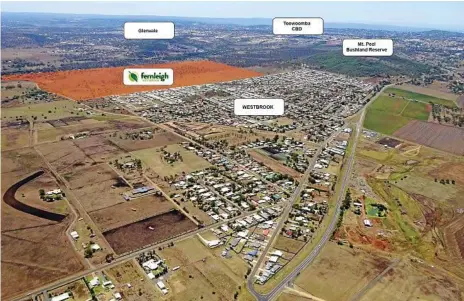  ?? Photo: Fernleigh ?? CLOSE TO APPROVAL: The Fernleigh housing estate at Westbrook, west of Toowoomba, is nearing approval from the Toowoomba Regional Council.