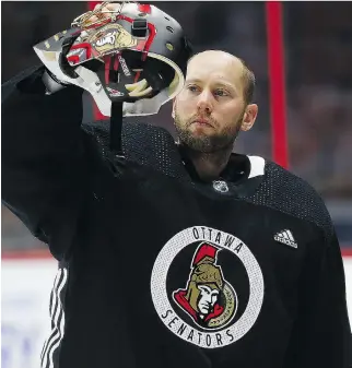  ?? TONY CALDWELL ?? Senators goaltender Craig Anderson says he’ll leave politics to the politician­s in his native United States and keep his focus on hockey.