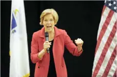  ?? — AFP ?? Senator Elizabeth Warren addresses a town hall meeting in Roxbury, Massachuse­tts.