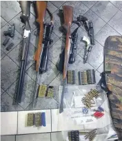  ?? PHOTO: SUPPLIED ?? Firearms which were among several other stolen property during the arrest of two suspects outside Louis Trichardt last Thursday.