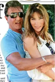  ?? ?? UNITED FRONT: Stallone and Ms Flavin in an Instagram post on their anniversar­y in May