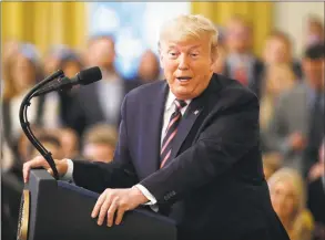  ?? Patrick Semansky / Associated Press ?? President Donald Trump speaks in the East Room of the White House in Washington on Thursday.