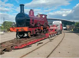  ?? ?? On the move: Class 156 2-4-0 No.158A moves out of the Locomotion museum at Shildon on August 4 after undergoing conservati­on work. NRM