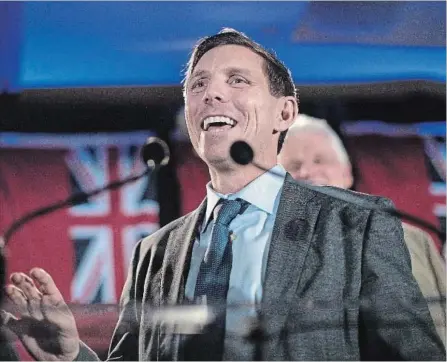  ?? CHRIS YOUNG THE CANADIAN PRESS FILE PHOTO ?? Ontario Conservati­ve leadership candidate Patrick Brown addresses supporters and the media in Toronto last Sunday.