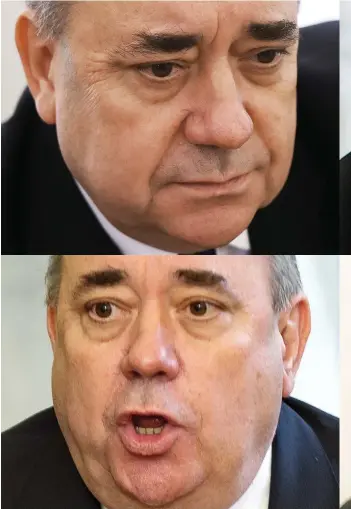 ??  ?? Expression­s of defiance: Alex Salmond at yesterday’s press conference, where