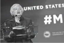  ?? Alex Wong / Getty Images file photo ?? Treasury Secretary Janet Yellen touts the economy Friday in a video to the World Economic Forum’s Virtual Davos Agenda.