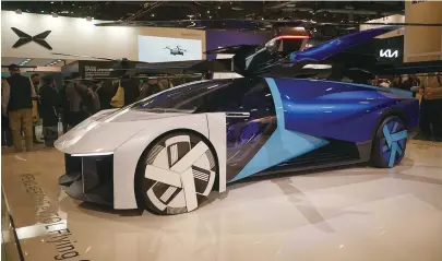  ?? ?? A flying car developed by Xpeng AeroHT, a subsidiary of Chinese electric vehicle maker Xpeng, is displayed at the 2024 Consumer Electronic­s Show in Las Vegas.