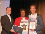  ??  ?? In a tribute to the memory of Martin Luther King Jr., the Coatesvill­e Area School District and the Coatesvill­e Youth Initiative presented three awards for service to others. From left, Nick Deminski, of state Rep. Harry Lewis Jr.’s office, and Chaya...