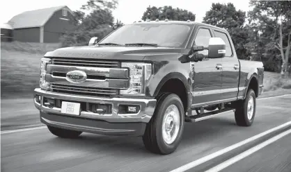  ?? Photos courtesy of Ford ?? All-new 2017 Ford F-Series Super Duty features an all-new, high-strength steel frame, segment-first, high-strength, military-grade, aluminum-alloy body, and stronger axles, springs and suspension to create the only Built Ford Tough heavy-duty truck...