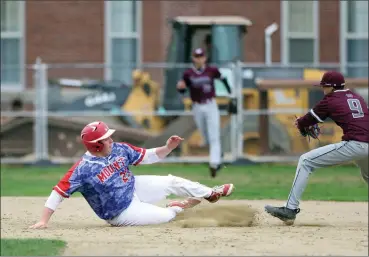  ?? File photo by Louriann Mardo-Zayat / lmzartwork­s.com ?? The Woonsocket and Mount St. Charles baseball teams haven’t played since April of 2018, but the teams might meet in September if the R.I. Interschol­astic League moves baseball and softball to the fall and football and soccer to the spring.