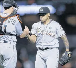  ?? BEN MARGOT/AP ?? The Marlins appear willing to deal others from the bullpen, including AJ Ramos, right.