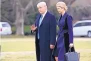  ?? EVAN VUCCI/ASSOCIATED PRESS ?? President Donald Trump, accompanie­d by his daughter Ivanka, waves as they walk to board Marine One at the White House in Washington, Wednesday.