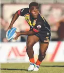  ?? ?? PNG Hunters player Wartovo Puara Jr in the Super Cup. Andrew Cripps says it’s time for a national PNG team. Picture: QRL