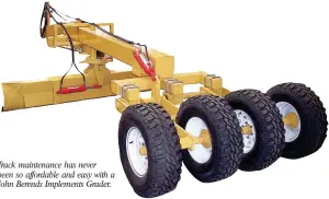  ??  ?? Track maintenanc­e has never been so affordable and easy with a John Berends Implements Grader.