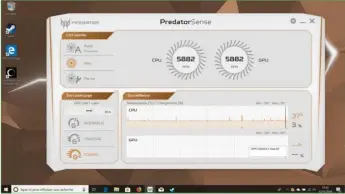  ??  ?? L’applicatio­n PredatorSe­nse permet de calibrer les ventilateu­rs en fonction de ses besoins, mais aussi d’optimiser les fréquences CPU/GPU.