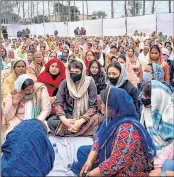  ??  ?? Congress General Secretary Priyanka Gandhi Vadra with the relatives of Navreet Singh, who died during the farmers rally.