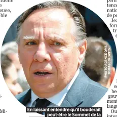  ??  ?? En laissant entendre qu’il bouderait peut-être le Sommet de la Francophon­ie d’octobre, François Legault ferait un affront grave à la « doctrine Gérin-lajoie ».