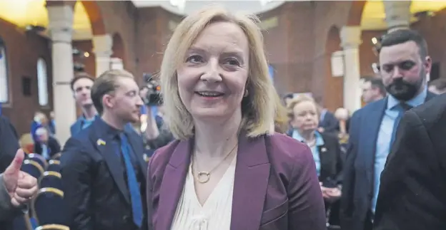  ?? ?? Former prime minister Liz Truss, pictured below, following the launch of the Popular Conservati­ves movement at the Emmanuel Centre in central London
