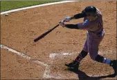  ?? NAM Y. HUH — THE ASSOCIATED PRESS ?? Cleveland’s Jose Ramirez hits a two-run home run during the sixth inning against the Chicago White Sox on Thursday.