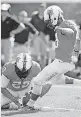  ?? [PHOTO BY NATE BILLINGS, THE OKLAHOMAN] ?? Oklahoma State returns all of its key specialist­s, including kicker Matt Ammendola, right, and punter Zach Sinor, left.