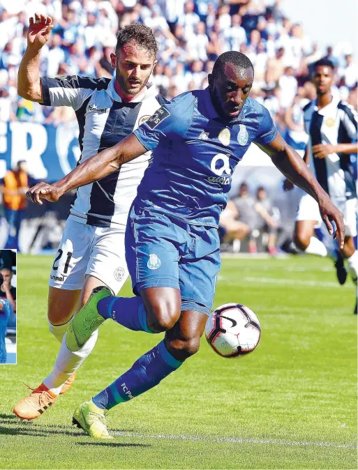  ??  ?? Marega foi premiado pelo trabalho no lance do 3-0 com um golo (4-0), apontado de grande penalidade