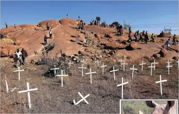  ??  ?? SEPARATE TRAVESTIES: The writer says one cannot compare the Marikana Massacre to the extinction of rhinos. Picture: Siphiwe Sibeko / Reuters