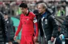  ?? ?? Son Heung-min and Jürgen Klinsmann during South Korea’s 5-0 win over Singapore. Photograph: Kim Soo-Hyeon/Reuters