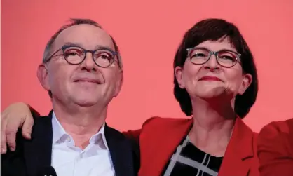  ??  ?? The newly elected co-leaders of Germany’s Social Democrats, Norbert Walter-Borjans and Saskia Esken. Photograph: Axel Schmidt/AFP via Getty Images