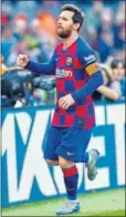  ??  ?? Messi celebra su cuarto gol.