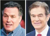  ?? AP ?? Former hedge fund executive David McCormick, left, conceded the Pennsylvan­ia Republican Senate primary on Friday to celebrity heart surgeon Mehmet Oz.