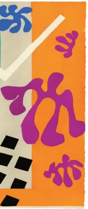 ??  ?? KUNSTNERIS­K ALSIDIGHED Henri Matisse malede, lavede skulpturer, designede balletter og udgav kunstbøger. Herover Codomas, billede XI i Matisses illustrere­de bog Jazz fra 1947, der indeholder farverige tryk baseret på papirklip.