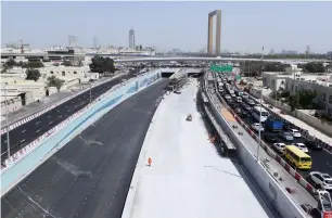  ??  ?? An aerial view of the tunnels on the Rashid Street, which is expected to ease traffic in Karama.