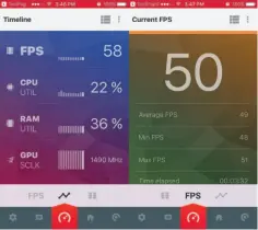  ??  ?? The FPS and Timeline views in AMD Link’s performanc­e monitoring.