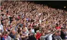  ??  ?? Crystal Palace v Aston Villa, last August: referees issue more yellow cards to away teams when fans are present. Photograph: Jed Leicester/BPI/REX/Shuttersto­ck