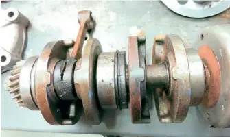  ??  ?? BELOW: Seems to be something missing on this crankshaft! Just as well I had another good crank I bought off ebay.