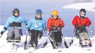  ?? ADAPTIVE SPORTS FOUNDATION ?? Para-skiers Keven Laroche, Yan Martin, Ian Harvey and Gabriel Hamel hit the slopes at Owl's Head sur le Lac during the 2019-20 season, thanks to an Adaptive Sports Foundation program.