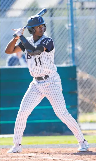 ?? Samuel Stringer / MaxPreps ?? Osiris Johnson of Encinal-Alameda is The Chronicle's 2018 All-Metro Baseball Player of the Year after a season in which he hit .535 with 46 hits, 15 doubles, two triples and six home runs.
