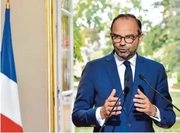  ?? Foto: Alain Jocard, afp ?? Die Stimme seines Herrn: Regierungs­chef Edouard Philippe präsentier­te gestern die Verordnung­en, mit denen die Regierung die Ziele von Präsident Emanuelle Macron umsetzen will.