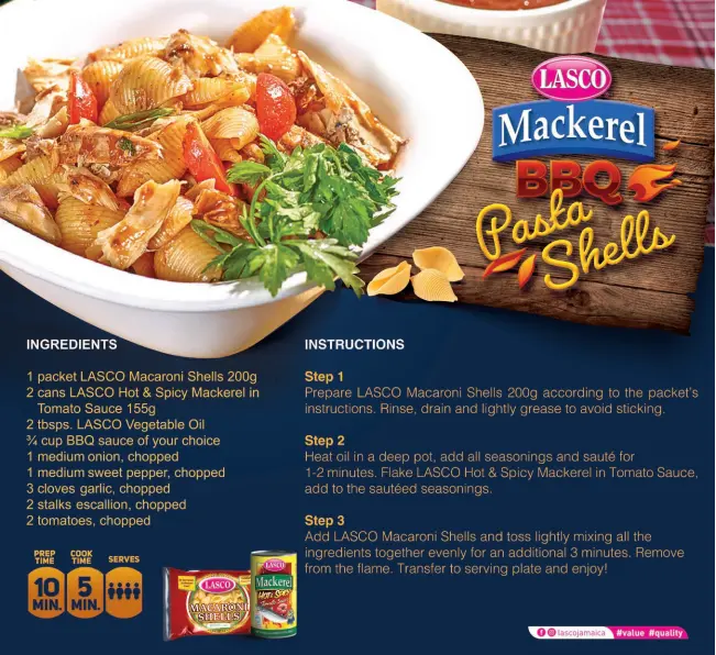 This LASCO Mackerel BBQ Shells recipe is a new twist on the classic