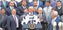  ?? GEOFF BURKE, USA TODAY SPORTS ?? President Trump hosted the title-winning Patriots in April.