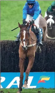  ??  ?? HANGING TOUGH: Adam Wedge on Secret Reprieve wins the Welsh Grand National at 5-2