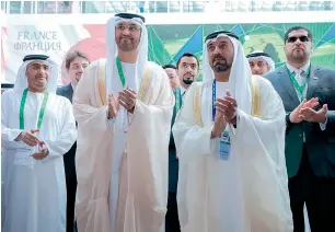  ?? — Wam ?? Dr Sultan bin Ahmed Al Jaber and Sheikh Ahmed bin Saeed Al Maktoum attend the opening of Expo 2017 Astana in Kazakhstan on Saturday.