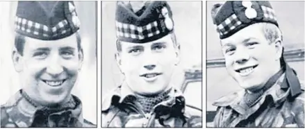  ??  ?? Dougald McCaughey, Joseph McCaig and his brother John from the Royal Highland Fusiliers were killed by the IRA while off-duty