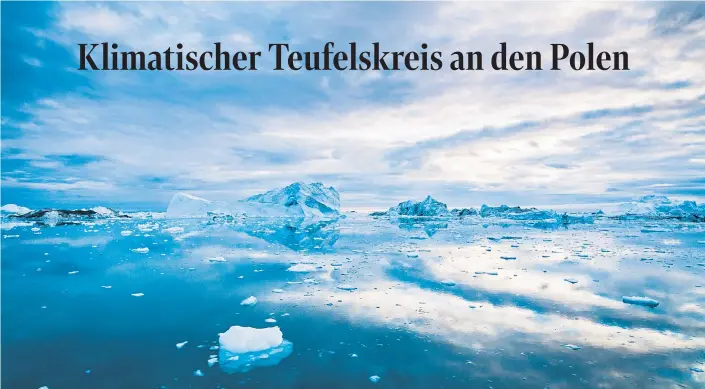  ??  ?? Die sommerlich­e Ausdehnung des arktischen Meereises nimmt schon seit Jahrzehnte­n ab. Der Eisverlust hat klimatisch­e Folgen, die weit über die Polarregio­n hinausreic­hen.