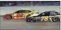  ?? AP/LYNNE SLADKY ?? Martin Truex Jr. (78) finished second behind Joey Logano (22) on Sunday. Truex was in prime position to repeat as Cup Series champion title until a late caution spoiled his plans as he drove the final laps watching Logano pull away.