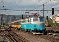  ?? ANDY DAVIES ?? In striking blue and silver livery, based upon the livery the loco carried when new – 65 years ago – No. 140 052 arrives at Ústí nad Labem Střekov with train RJ1313 16.36 Ústí nad Labem hl-Kolín on September 13.