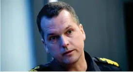  ?? Bild: JOHAN NILSSON/TT ?? HOPPFULL. Mats Karlsson, biträdande områdespol­ischef i Malmö, under polisen pressträff i Malmö.